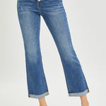 RISEN Full Size Button Fly Cropped Bootcut Jeans Trendsi