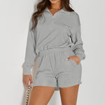 Half Button Sweatshirt and Shorts Active Set - All Mine Now Clothing