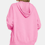 Zenana Half Snap Long Sleeve Hoodie with Kangaroo Pocket - All Mine Now Clothing