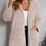 Plus Size Open Front Long Sleeve Hooded Fuzzy Jacket - All Mine Now Clothing