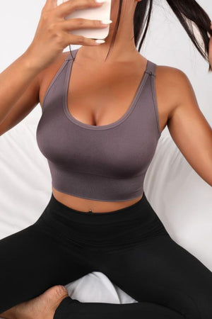 Scoop Neck Long Active Bra - All Mine Now Clothing