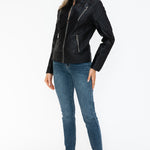 Snobbish Faux Leather Zip Up Mock Neck Jacket - All Mine Now Clothing