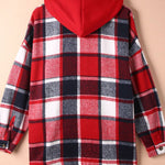 Plaid Button Up Hooded Shacket - All Mine Now Clothing