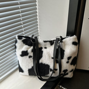 Cow Print Furry Tote Bag - All Mine Now Clothing