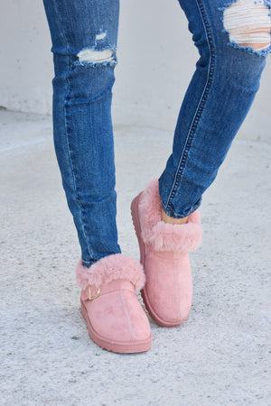 Forever Link Furry Chunky Thermal Ankle Boots - All Mine Now Clothing