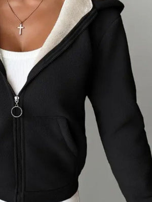 Full Size Zip Up Long Sleeve Hooded Outerwear - All Mine Now Clothing