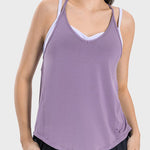 Millennia Slit Spaghetti Strap Scoop Neck Active Cami - All Mine Now Clothing