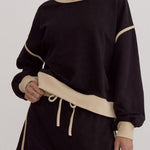 Contrast Trim Round Neck Top and Skort Set - All Mine Now Clothing