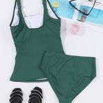 Square Neck Wide Strap Tankini Set - All Mine Now Clothing