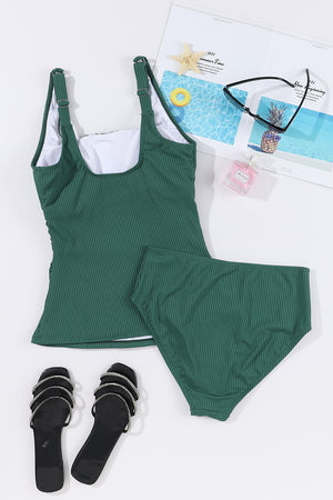 Square Neck Wide Strap Tankini Set - All Mine Now Clothing