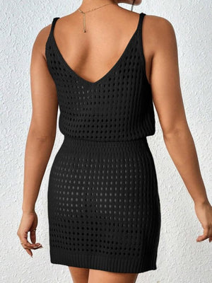 Openwork V-Neck Sleeveless Cover Up Dress - All Mine Now Clothing