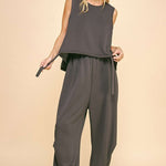 Davi & Dani Drawstring Hem Round Neck Tank and Pants Set - All Mine Now Clothing