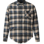 Men's Playful Raw Hem Plaid Button Down Shirt