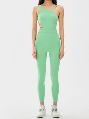 Cutout Asymmetrical Neck Active Jumpsuit - All Mine Now Clothing