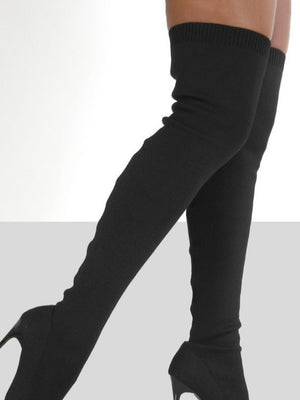 Point Toe Over Knee Stiletto Boots - All Mine Now Clothing