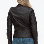 Snobbish PU Leather Biker Jacket with Side Zip Pockets - All Mine Now Clothing