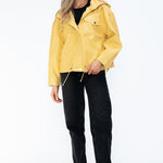 How Dare U Drawstring Hem PU Leather Zip Up Jacket - All Mine Now Clothing