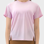 Millennia Slit Round Neck Short Sleeve Active T-Shirt - All Mine Now Clothing