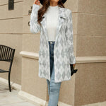 Printed Open Front Lapel Collar Cardigan with Pockets - All Mine Now Clothing