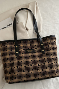 Heart Plaid PU Leather Strap Tote Bag - All Mine Now Clothing