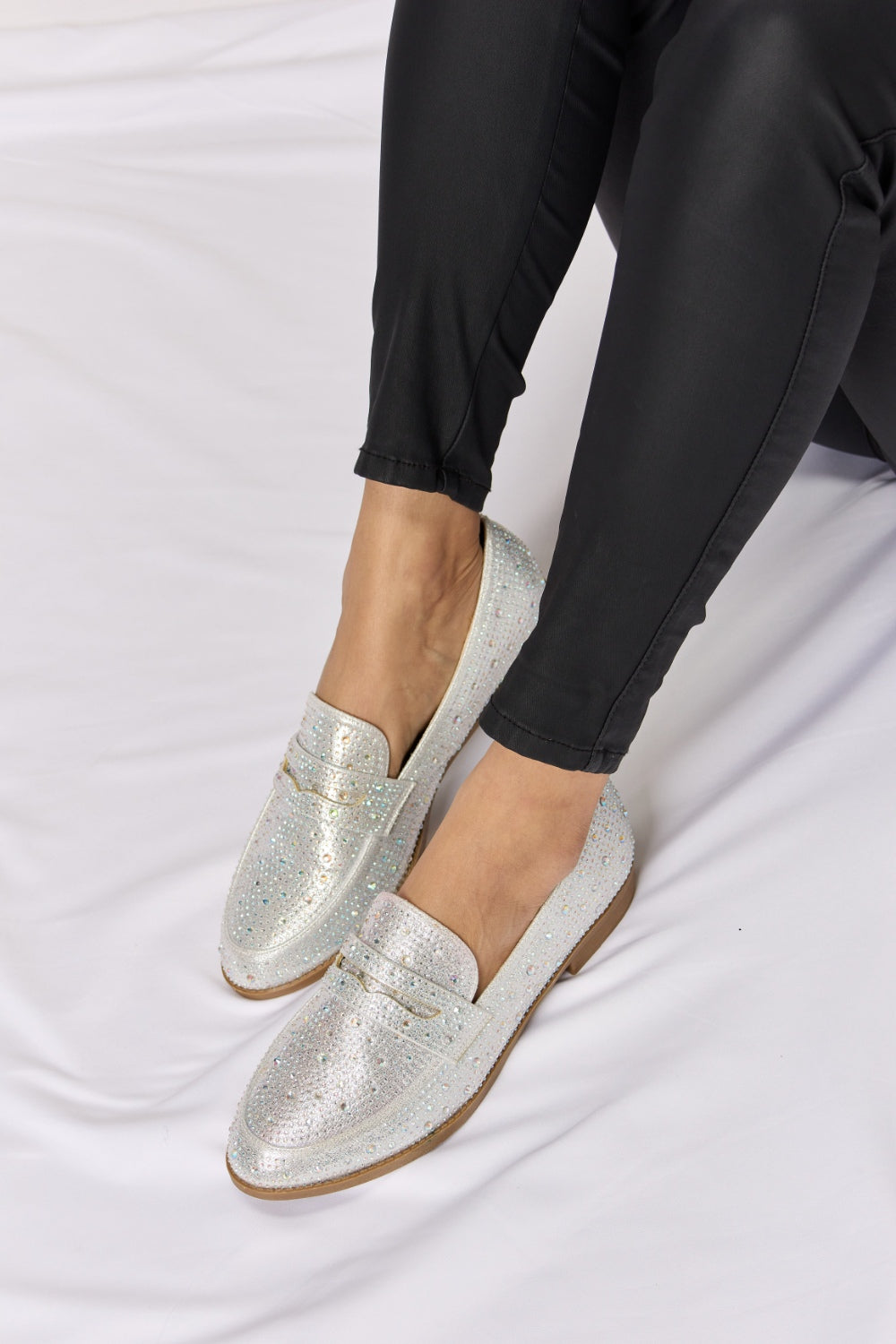 Forever Link Rhinestone Point Toe Loafers - All Mine Now Clothing