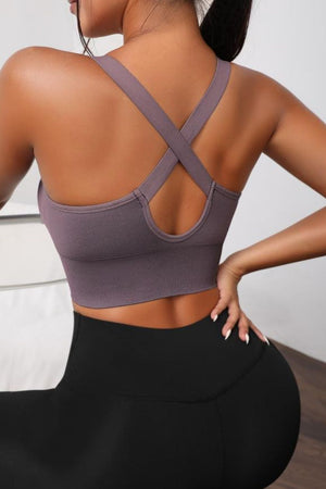 Scoop Neck Long Active Bra - All Mine Now Clothing