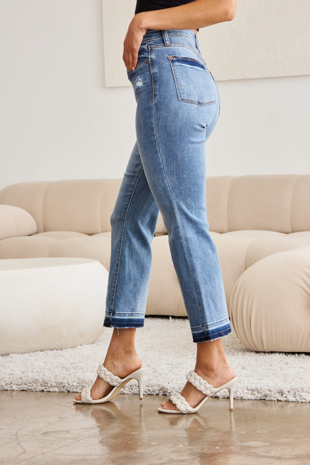 Judy Blue Full Size Release Hem Cropped Bootcut Jeans - All Mine Now Clothing