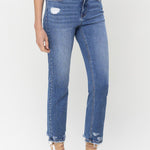 Lovervet High Rise Raw Hem Straight Jeans - All Mine Now Clothing