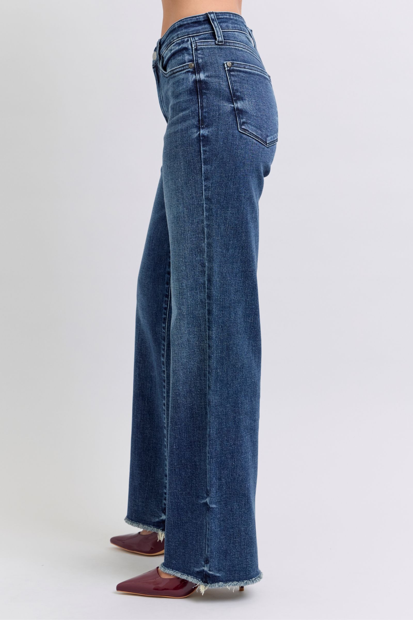 Judy Blue Full Size Raw Hem Mid Rise Jeans Trendsi