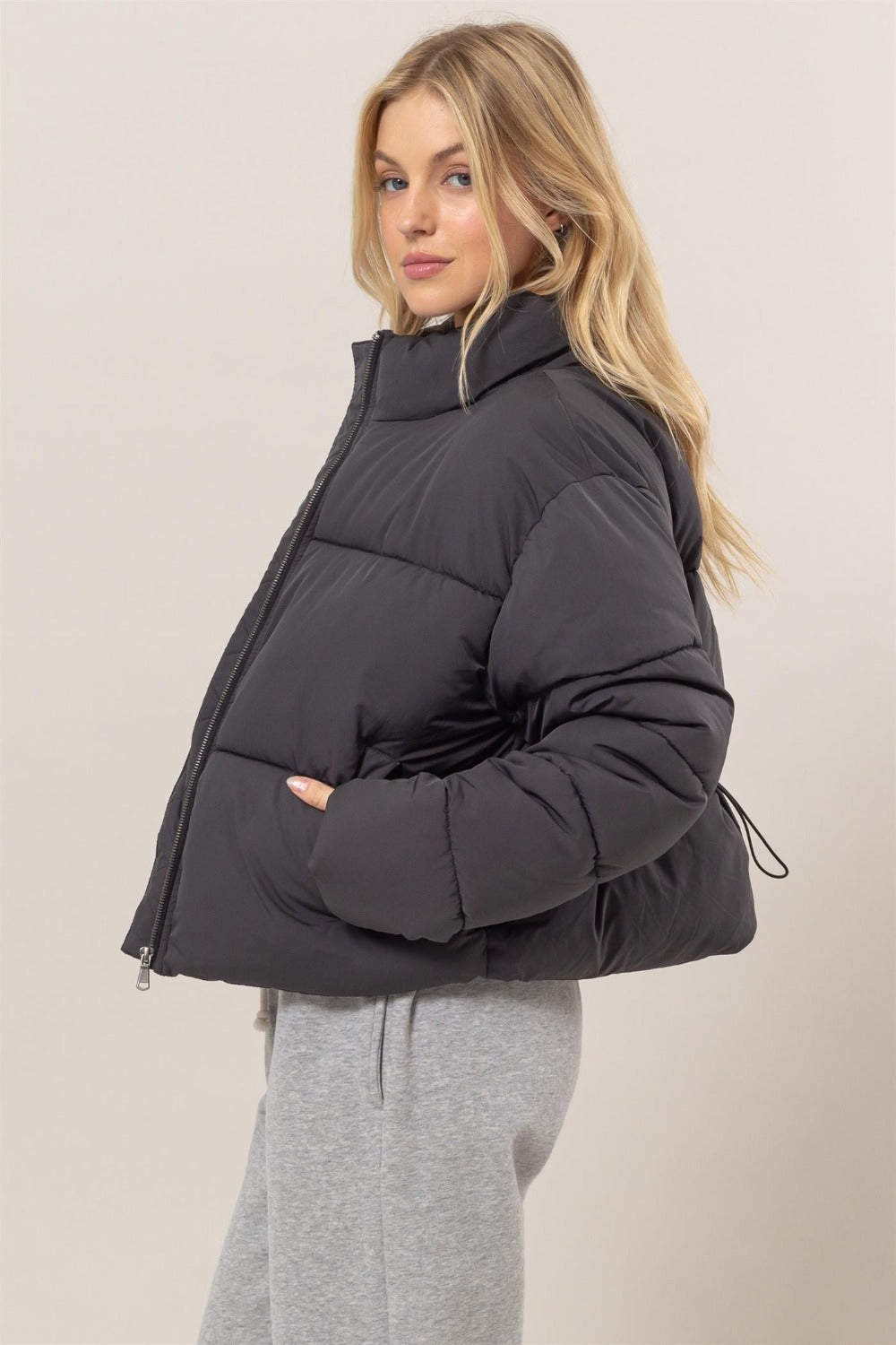 HYFVE Quilted Back Drawstring Puffer Jacket - All Mine Now Clothing