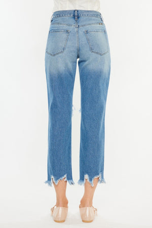 Kancan Distressed Frayed Hem Cropped Jeans - All Mine Now Clothing