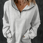 Half Zip Long Sleeve Sweatshirt - All Mine Now Clothing