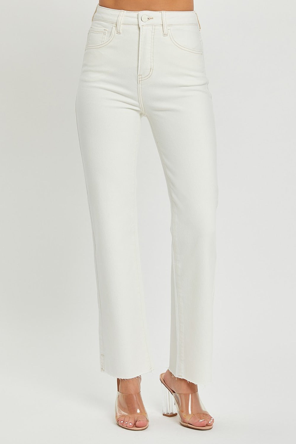 RISEN Full Size High Rise Tummy Control Straight Jeans Trendsi