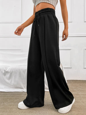 Honey Drawstring Elastic Waist Wide Leg Pants - All Mine Now Clothing