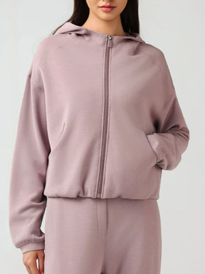 Millennia Zip Up Dropped Shouder Active Hooded - All Mine Now Clothing