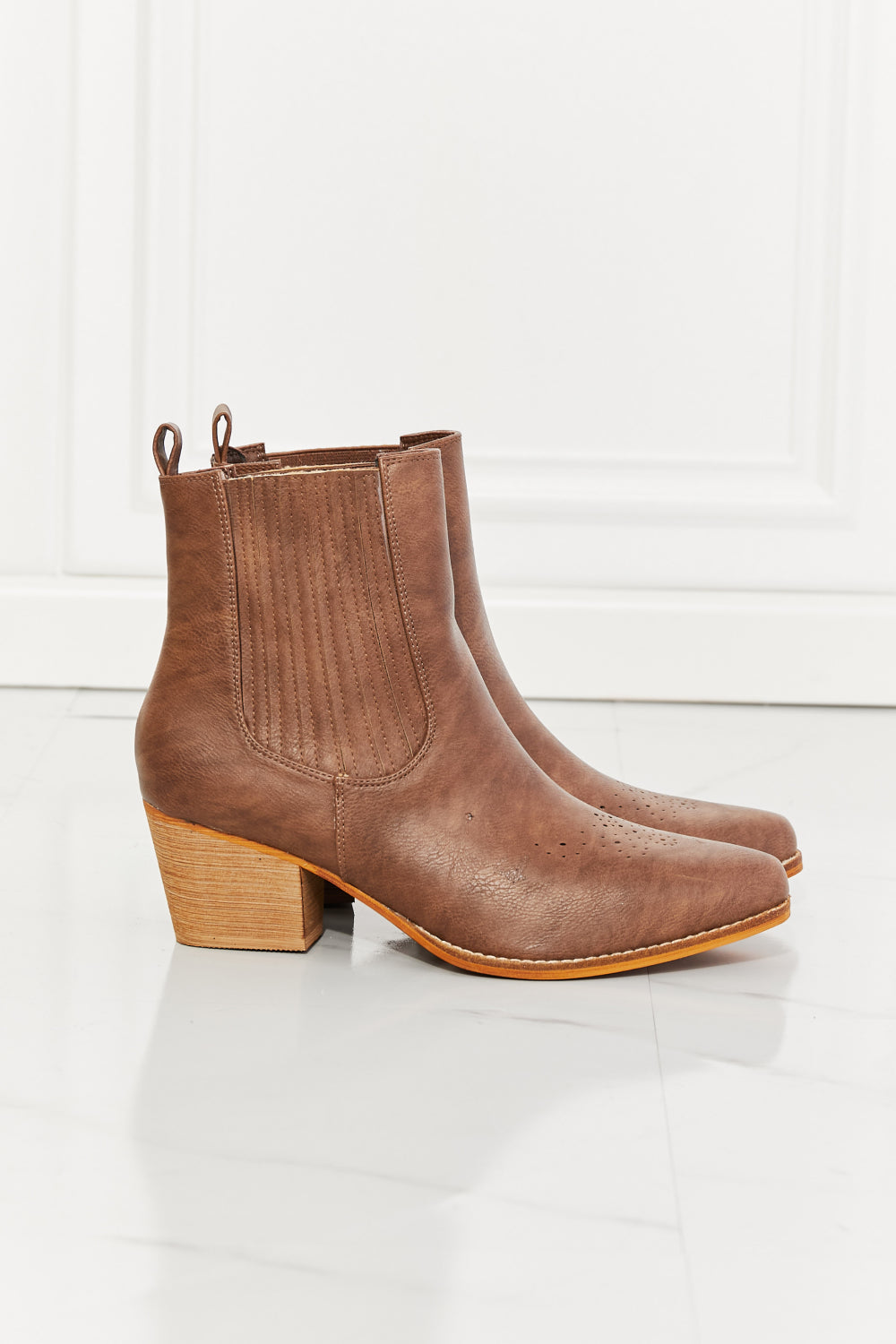 MMShoes Love the Journey Stacked Heel Chelsea Boot in Chestnut - All Mine Now Clothing