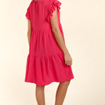 Haptics Full Size Smocking Ruffle Short Sleeve Dress with Pockets - All Mine Now Clothing