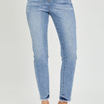 RISEN Full Size High Rise Frayed Hem Skinny Jeans Trendsi