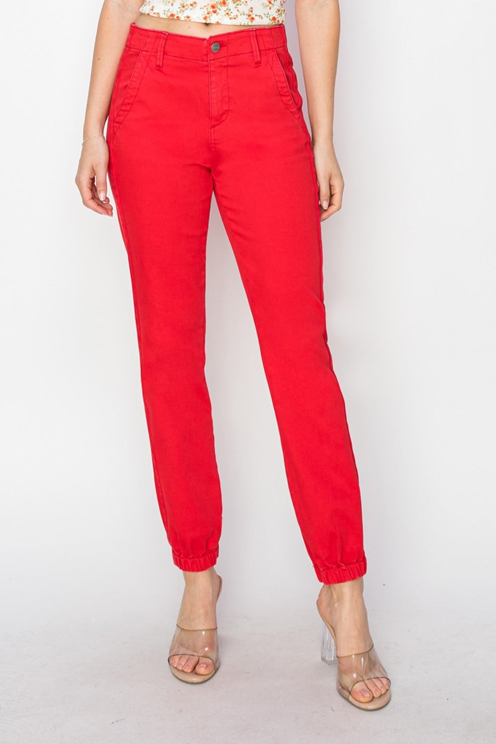 RISEN Full Size High Waisted Jogger Jeans Trendsi