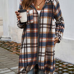 Devine Plaid Zip Up Hooded Coat - All Mine Now Clothing