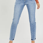 RISEN Full Size High Rise Frayed Hem Skinny Jeans Trendsi