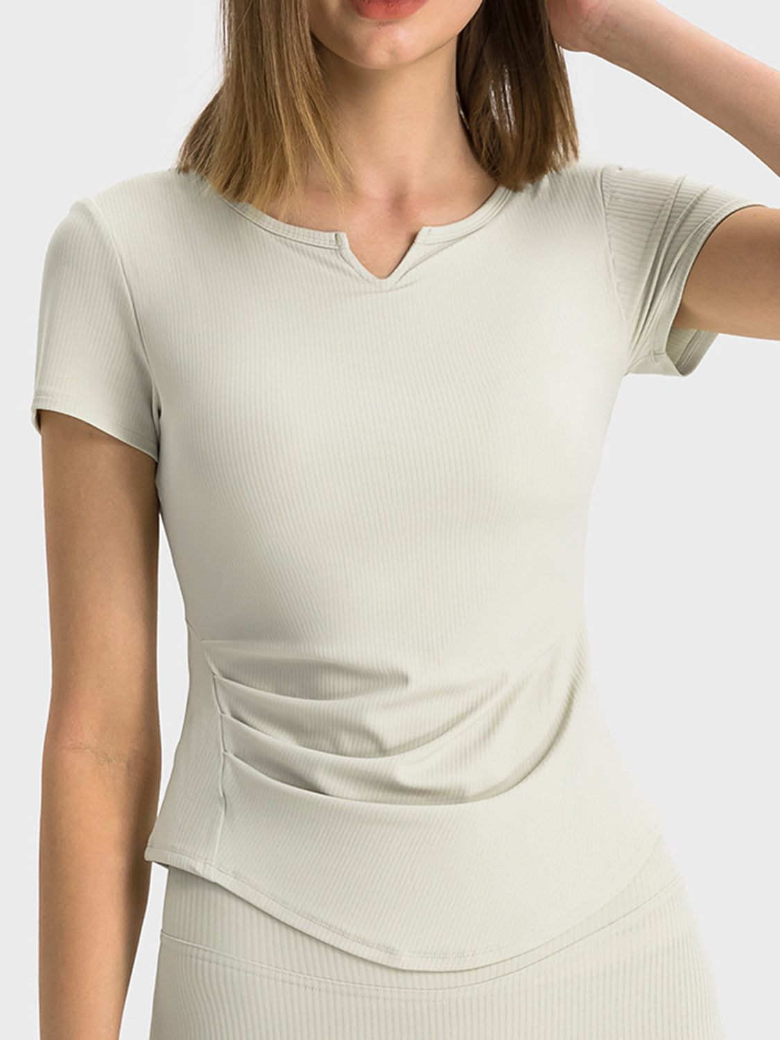 Millennia Notched Short Sleeve Active T-Shirt - All Mine Now Clothing