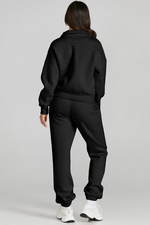 Quarter Zip Top and Drawstring Pants Active Set - All Mine Now Clothing