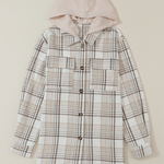 Plaid Removable Hood Button Up Shacket - All Mine Now Clothing