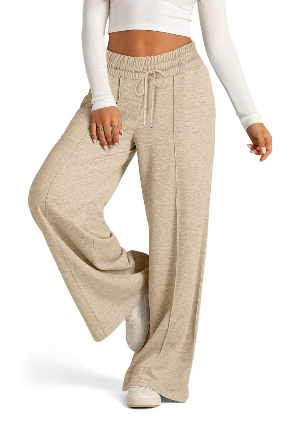 Drawstring Elastic Waist Wide Leg Pants - All Mine Now Clothing