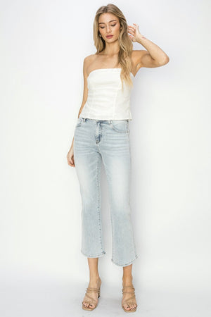 RISEN Full Size Mid Rise Cropped Flare Jeans - All Mine Now Clothing