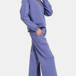 Zenana Round Neck Raglan Sleeve Top and Elastic Waist Pants Set - All Mine Now Clothing