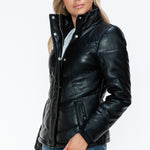 Snobbish Pocketed Zip Up Turtleneck Puffer Jacket - All Mine Now Clothing