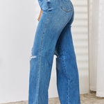 Judy Blue Full Size High Waist Distressed Straight-Leg Jeans - All Mine Now Clothing