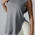 Slit Round Neck Active Tank - All Mine Now Clothing